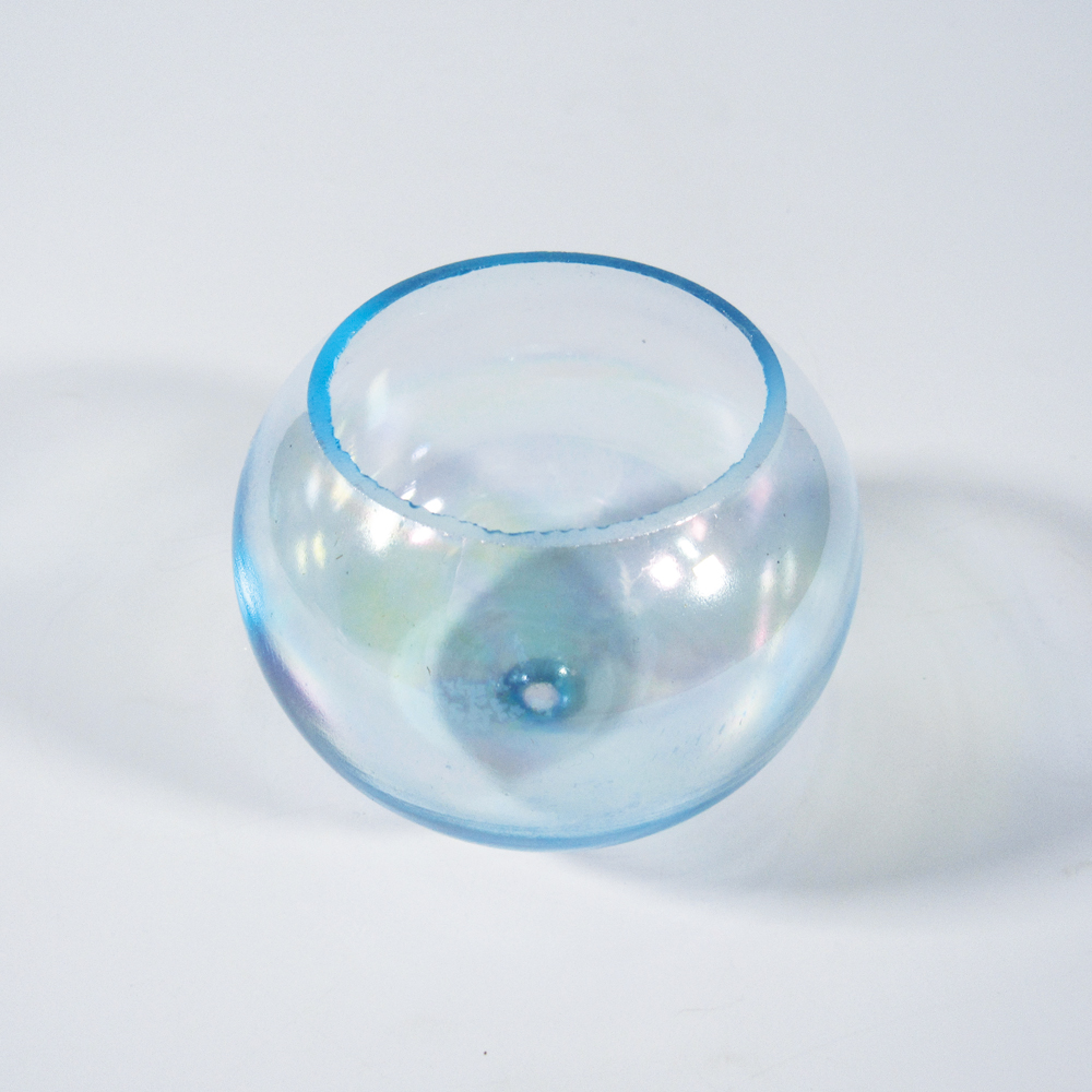 風鈴 ガラス風鈴 手作り風鈴 蒔絵仕上げ[パール風鈴] ブルー R-329 の画像