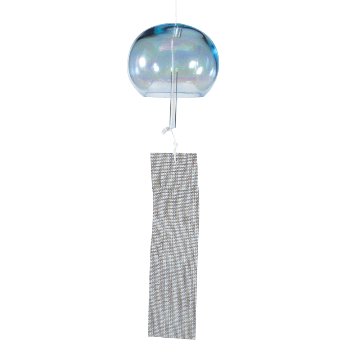 風鈴 ガラス風鈴 手作り風鈴 蒔絵仕上げ[パール風鈴] ブルー R-329 の画像