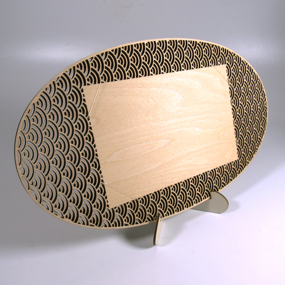 はがき はがき掛け 組子調はがき掛 はがき立 [楕円] 青海波 はがき掛 葉書 ハガキの画像