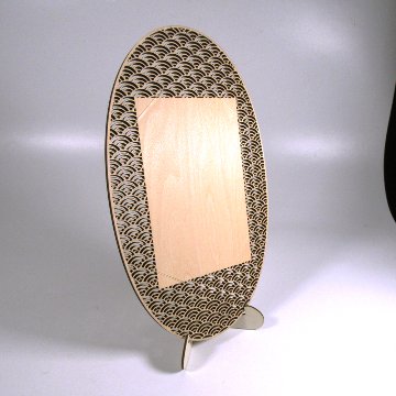 はがき はがき掛け 組子調はがき掛 はがき立 [楕円] 青海波 はがき掛 葉書 ハガキの画像