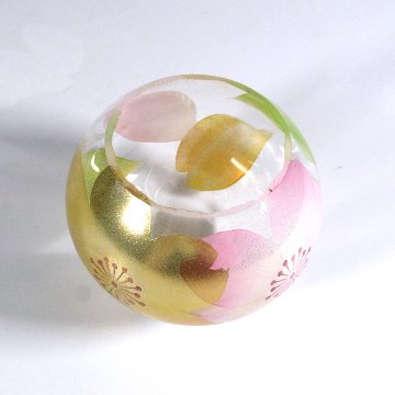 風鈴 ガラス風鈴 手作り風鈴 蒔絵仕上げ[ぎやまん風鈴]金桜　R-351の画像