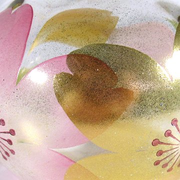 風鈴 ガラス風鈴 手作り風鈴 蒔絵仕上げ[ぎやまん風鈴]金桜　R-351の画像