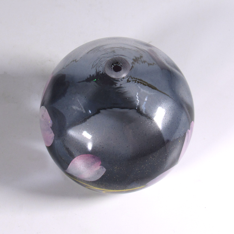 風鈴 ガラス風鈴 手作り風鈴 蒔絵仕上げ[ぎやまん風鈴]うすずみ　R-352　桜の画像