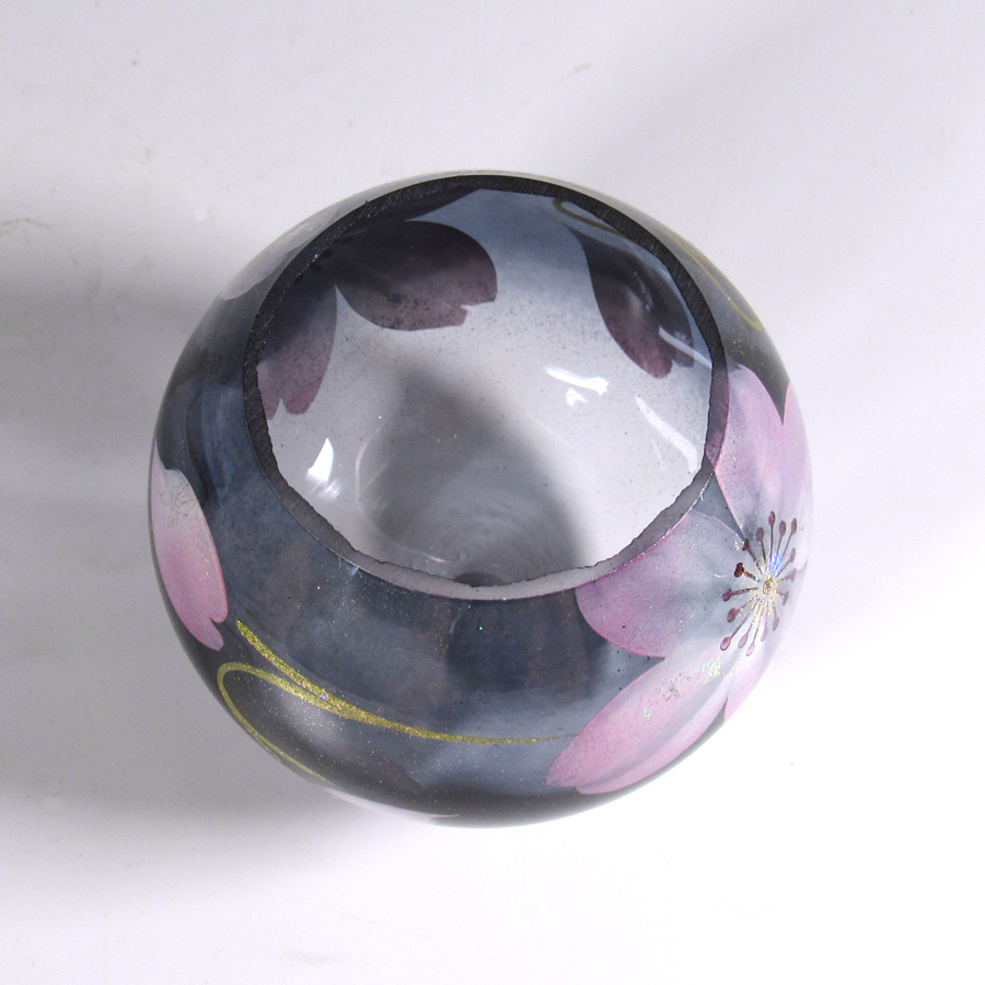 風鈴 ガラス風鈴 手作り風鈴 蒔絵仕上げ[ぎやまん風鈴]うすずみ　R-352　桜の画像