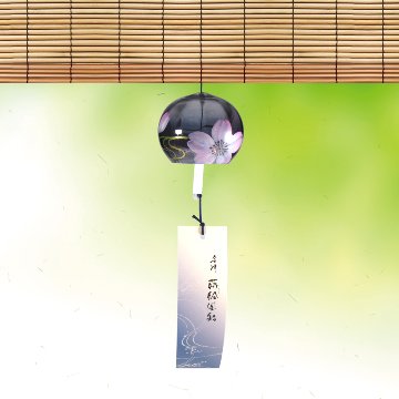 風鈴 ガラス風鈴 手作り風鈴 蒔絵仕上げ[ぎやまん風鈴]うすずみ　R-352　桜の画像