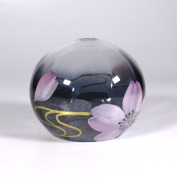 風鈴 ガラス風鈴 手作り風鈴 蒔絵仕上げ[ぎやまん風鈴]うすずみ　R-352　桜の画像