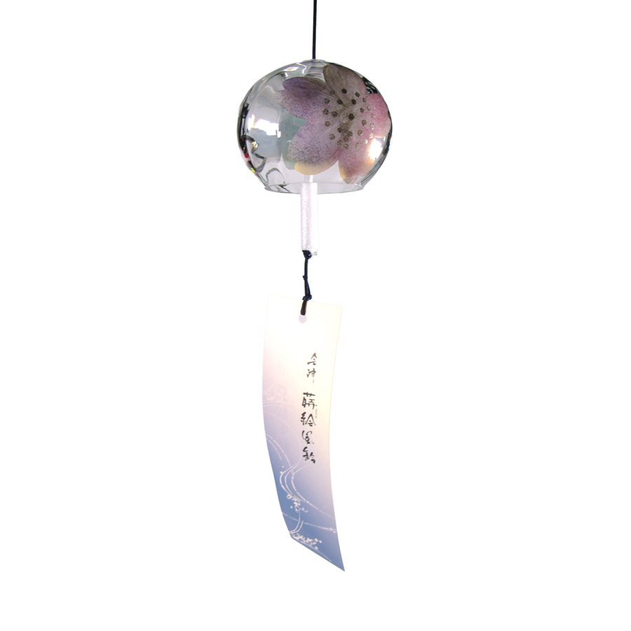 風鈴 ガラス風鈴 手作り風鈴 蒔絵仕上げ[ぎやまん風鈴]パール R-353　桜の画像