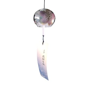 風鈴 ガラス風鈴 手作り風鈴 蒔絵仕上げ[ぎやまん風鈴]パール R-353　桜の画像