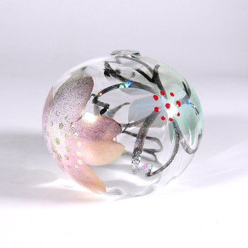 風鈴 ガラス風鈴 手作り風鈴 蒔絵仕上げ[ぎやまん風鈴]パール R-353　桜の画像