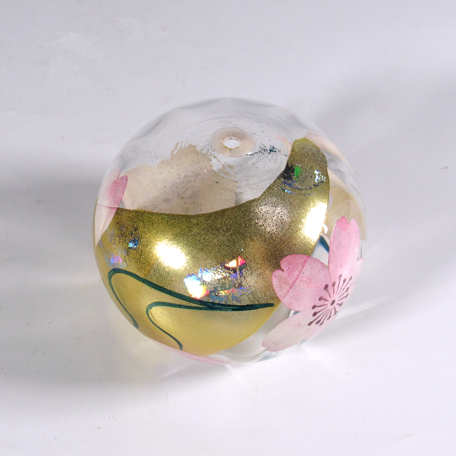 風鈴 ガラス風鈴 手作り風鈴 蒔絵仕上げ[ぎやまん風鈴]かすみ　R-354　桜の画像