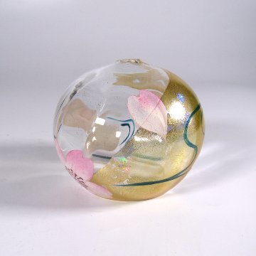 風鈴 ガラス風鈴 手作り風鈴 蒔絵仕上げ[ぎやまん風鈴]かすみ　R-354　桜の画像