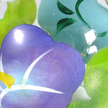 風鈴 ガラス風鈴 手作り風鈴 蒔絵仕上げ[ミディ風鈴]あさがお 朝顔　ぎやまん　R-324の画像
