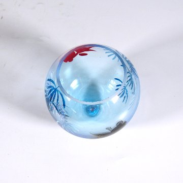 風鈴 ガラス風鈴 手作り風鈴 蒔絵仕上げ[ミディ風鈴]出目金　ぎやまん　R-348の画像