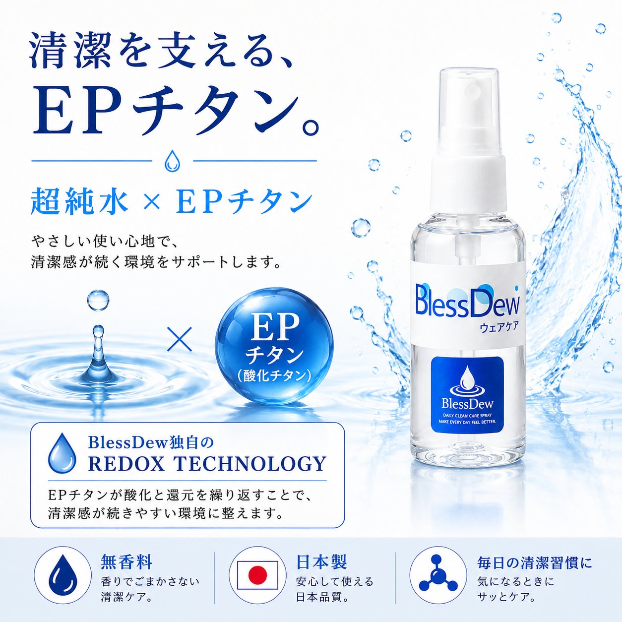 BlessDew 清潔ケアスプレー 50mL 携帯用ミニタイプの画像