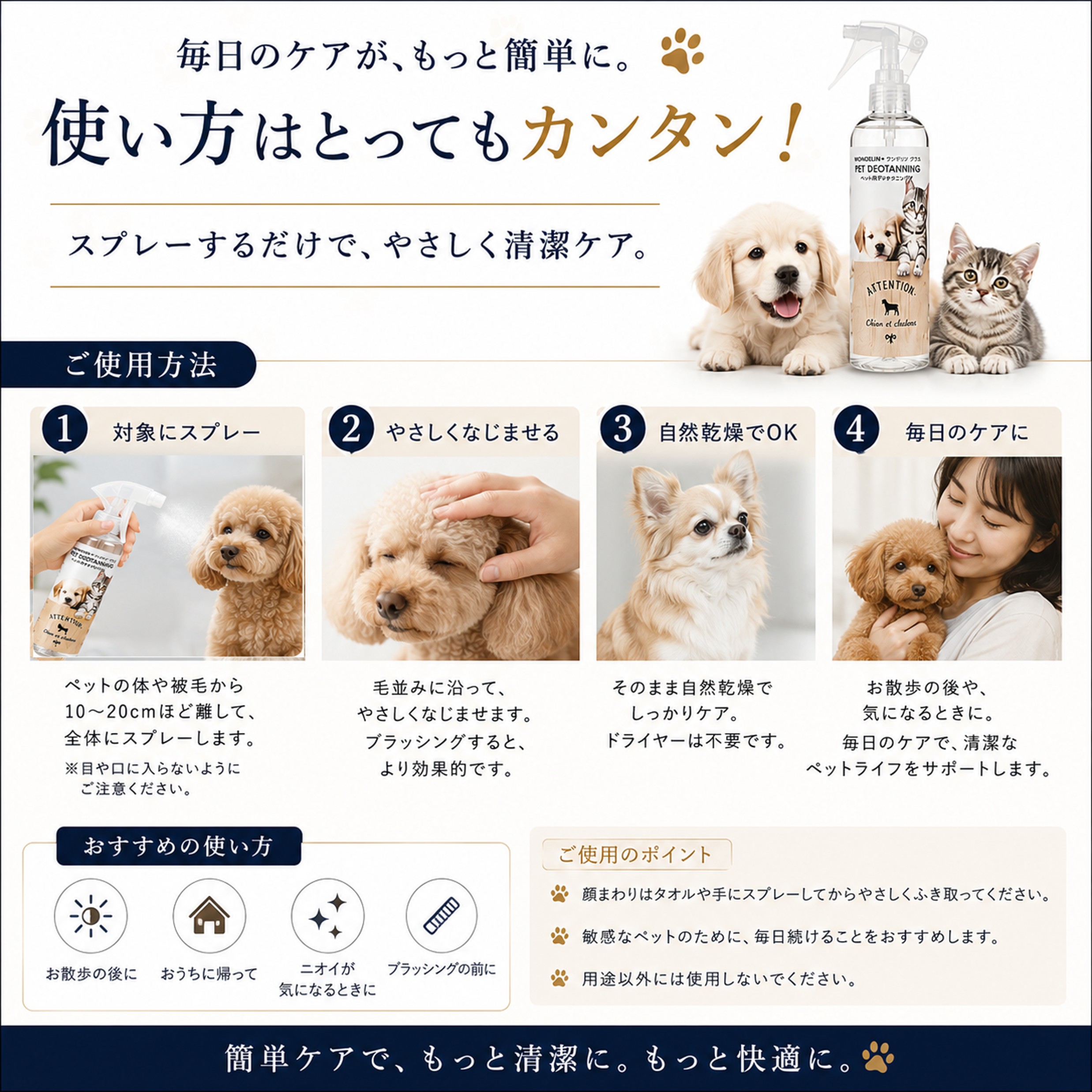 WONDELIN＋ デオタンニング 200mL ペット用ニオイケアスプレーの画像