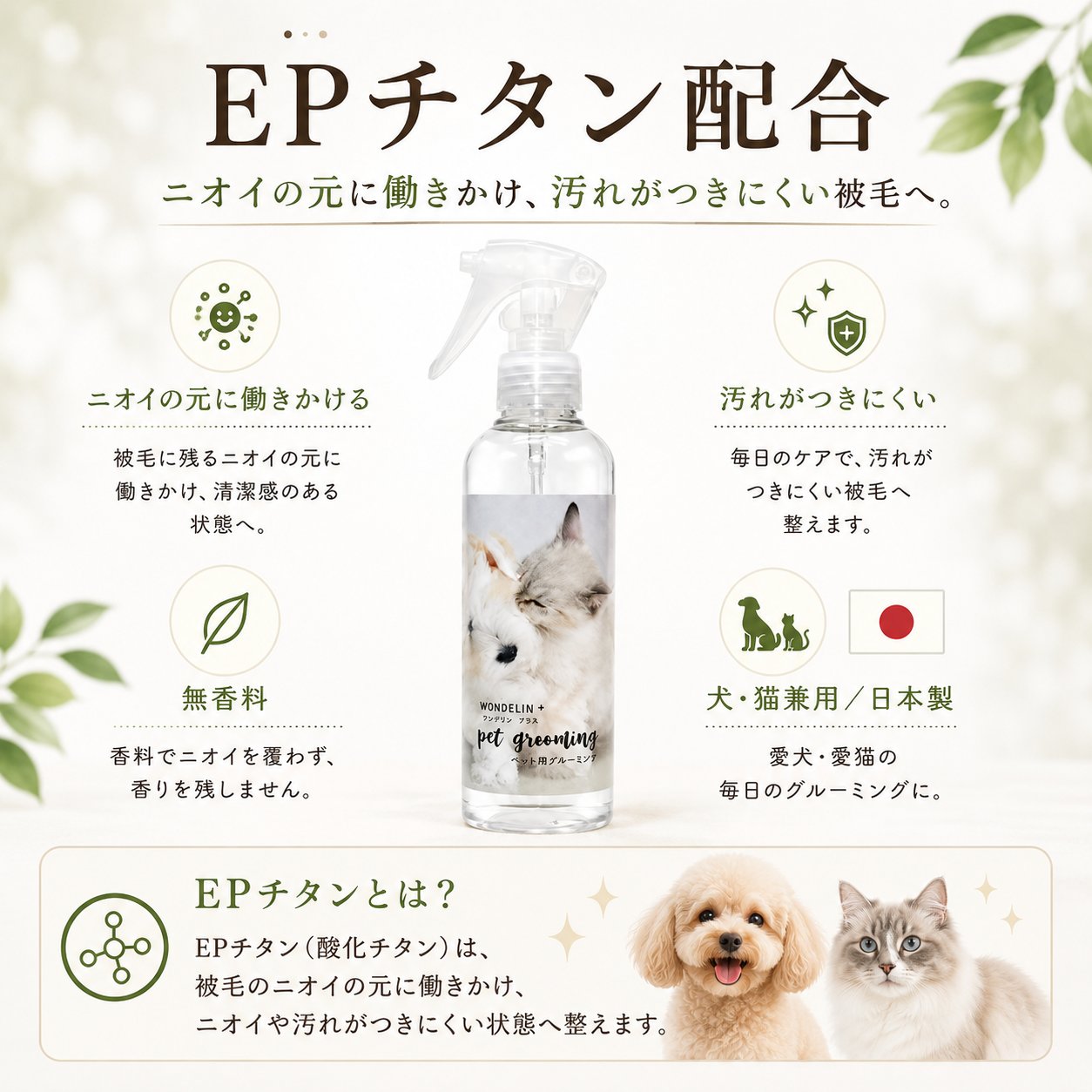 WONDELIN＋ グルーミングスプレー 200mL 犬・猫用 被毛ケアの画像