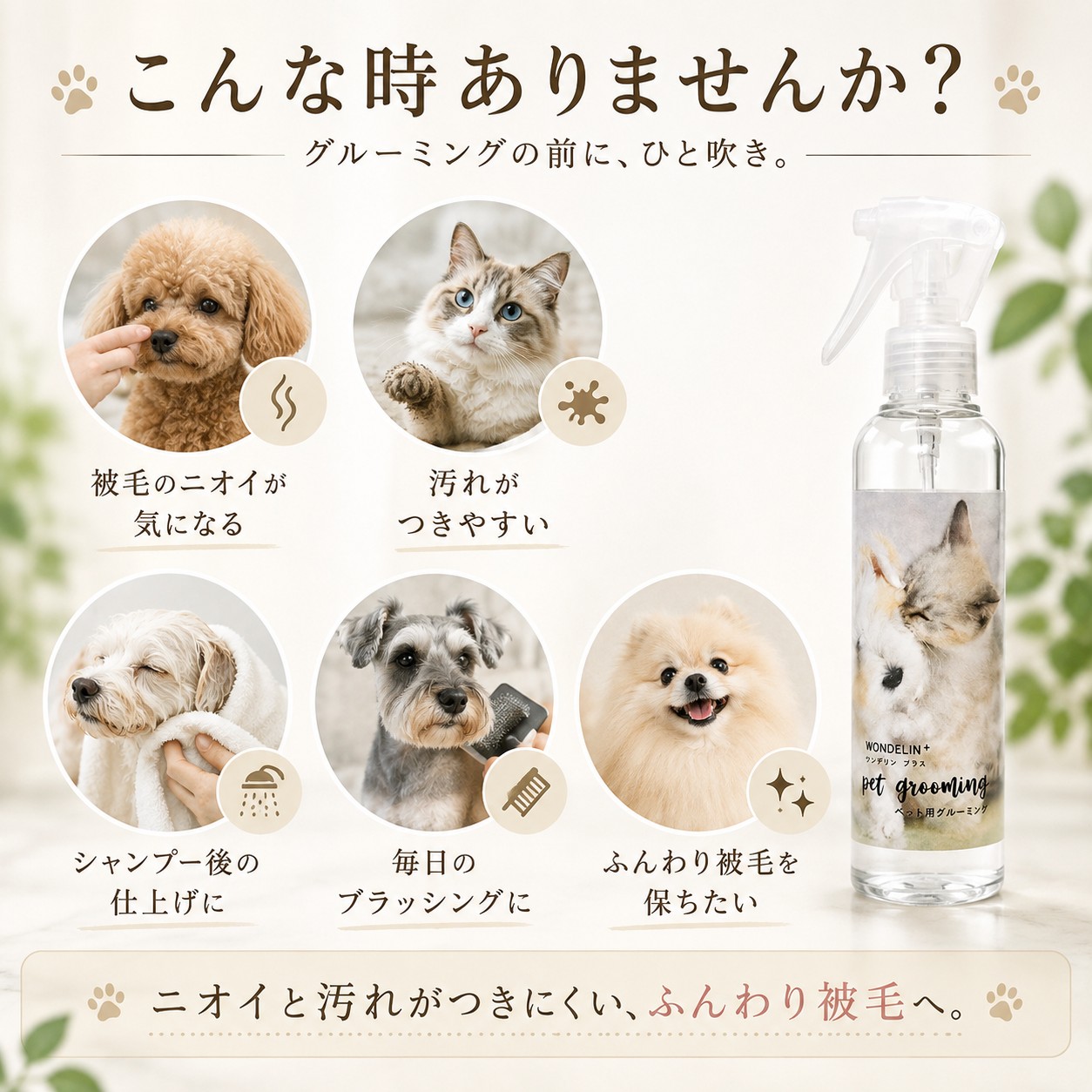 WONDELIN＋ グルーミングスプレー 200mL 犬・猫用 被毛ケアの画像