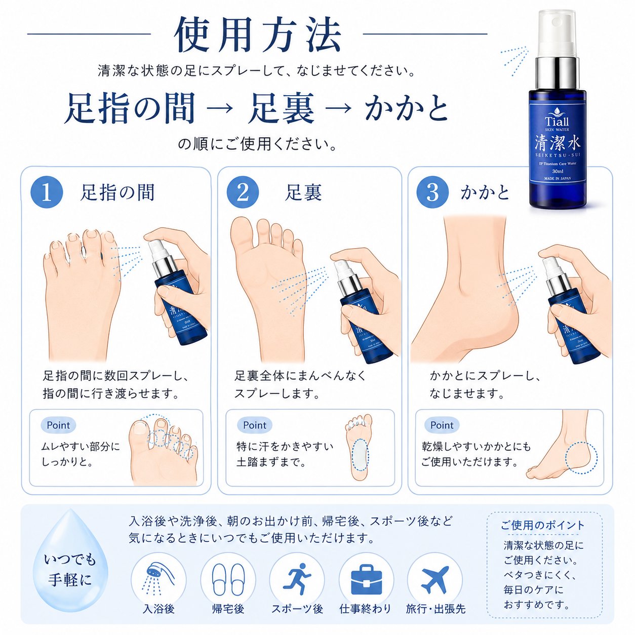 BlessDew 清潔水 30mL 素足の清潔ケア フットケアミストの画像