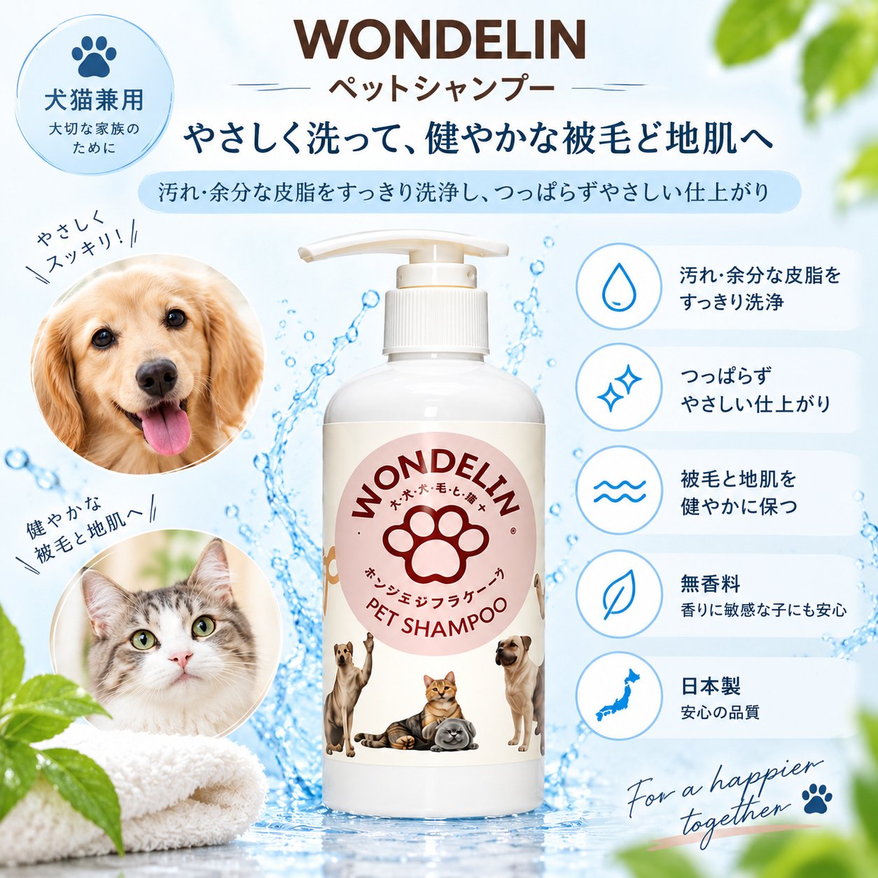 WONDELIN＋ ペットシャンプー グルーミング セット　の画像