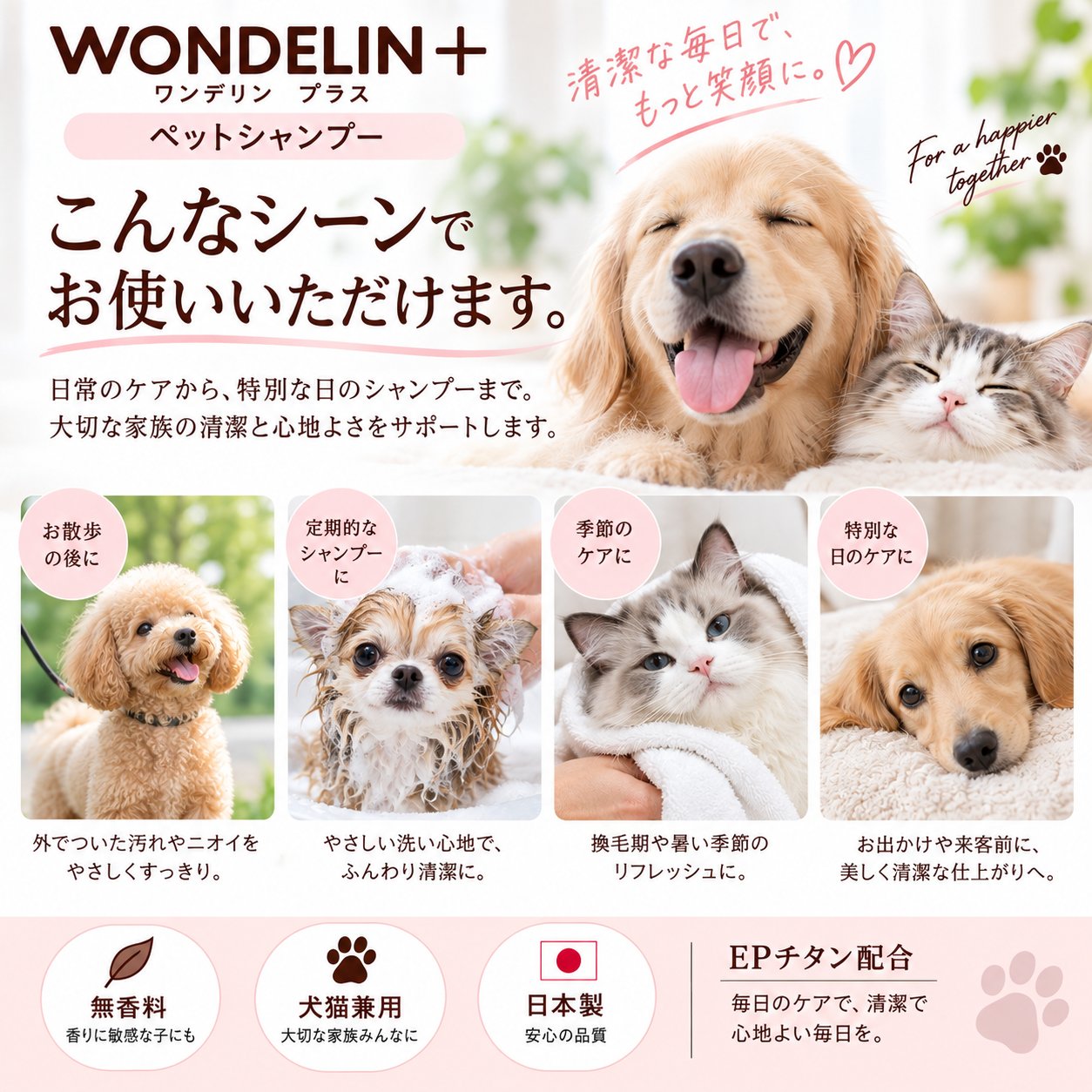 WONDELIN＋ ペットシャンプー グルーミング セット　の画像