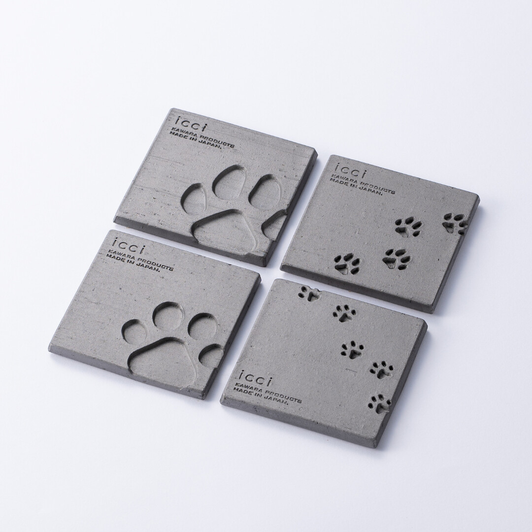kawara coaster dog & cat / 瓦のコースター（犬猫）2枚セットの画像