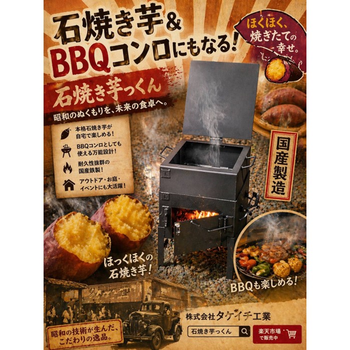 石焼き芋」鉄板釜 さつまいも 独立開業 プロパンガス グリドル 