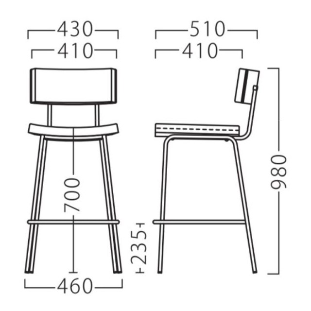 マテールスタンド【MATER】SH700 業務用パイプ製カウンターチェアの画像
