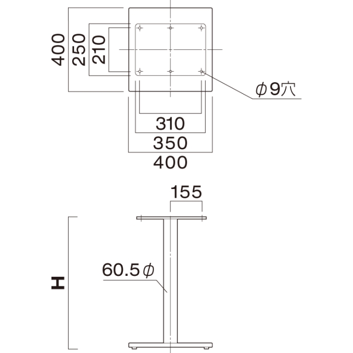 ES-400（角ベース400×400・ポール60.5φ）の画像