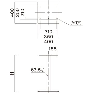 SF-400（角ベース400×400・ポール63.5φ）※2本セット画像