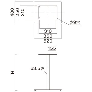 SF-520（角ベース520×400・ポール63.5φ）※2本セットの画像