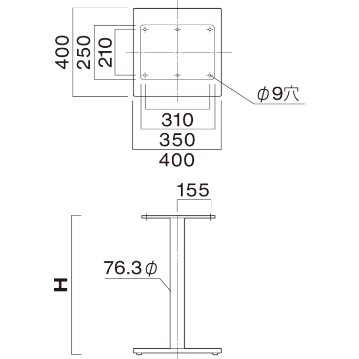 EV-400（角ベース400×400・ポール76.3φ）※2本セットの画像