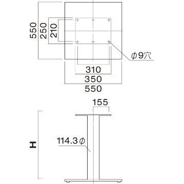 EV-550（角ベース550×550・ポール114.3φ）※2本セット画像