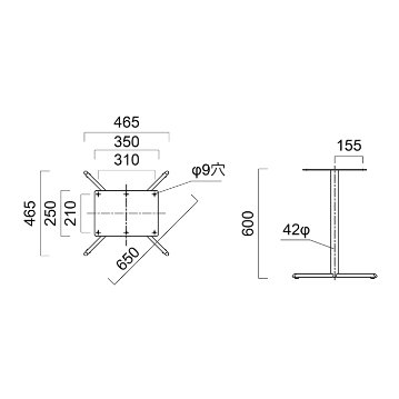 GM-650L（Xベース 465×465・ポール 42φ）※2本セット画像