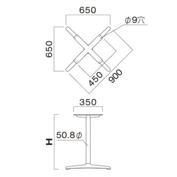 GF-900L（Xベース 650×650・ポール 50.8φ）※2本セット画像