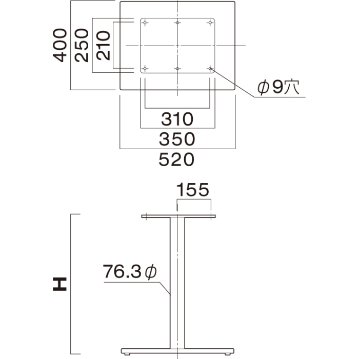 EV-520（角ベース520×400・ポール76.3φ）※2本セット画像