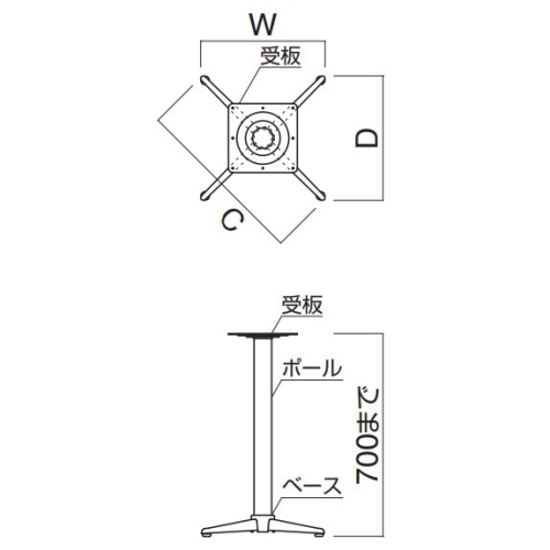 FT-49 ③（Xベース570×570・ポール60φ）※2本セット画像