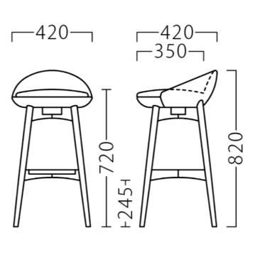 スモアスタンド【SMORE】SH720mm 業務用 木製カウンターチェアの画像
