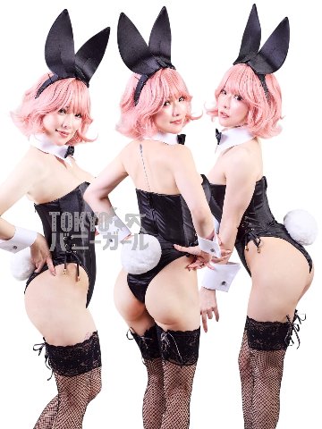 コスプレ バニーガール 衣装 9点セット【ブラック】プレーン バニー衣装・裏地付の画像