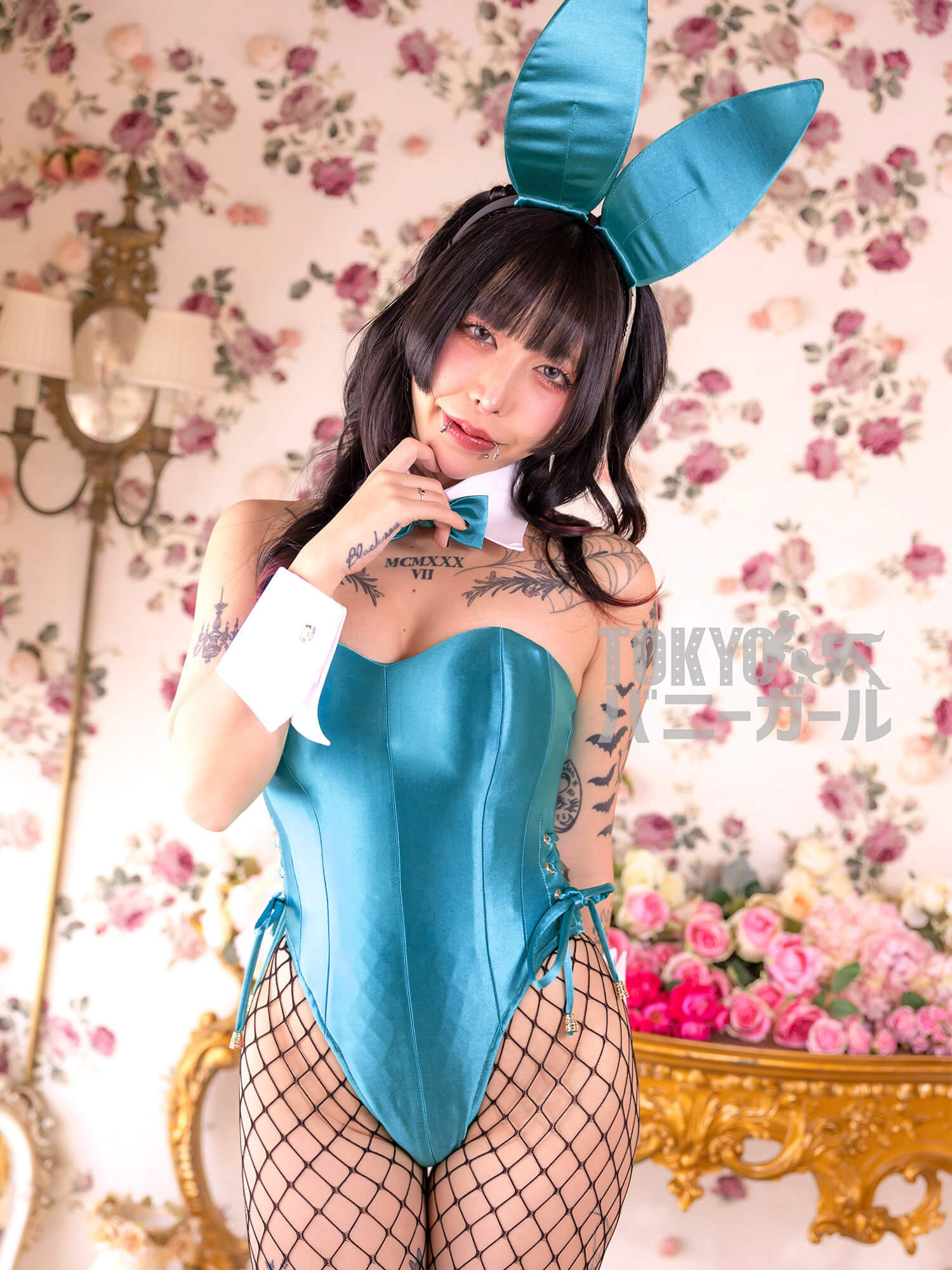 コスプレ バニーガール 衣装 9点セット【ライトブルー】プレーン バニー衣装・裏地付の画像