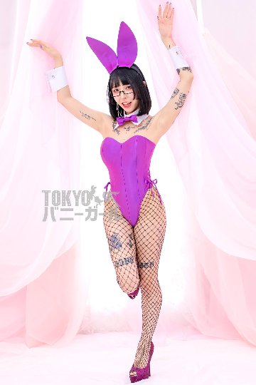 コスプレ バニーガール 衣装 9点セット【パープル】プレーン バニー衣装・裏地付の画像