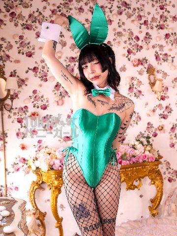 コスプレ バニーガール 衣装 9点セット【グリーン】プレーン バニー衣装・裏地付の画像