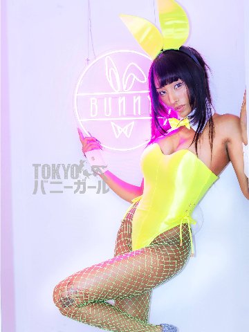 【大きいサイズ】バニーガール衣装 9点セット【イエロー】プレーン バニー衣装・裏地付の画像