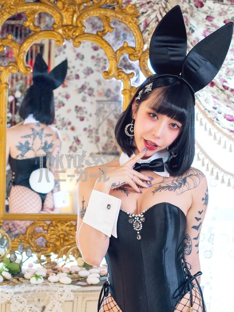 バニーガール コスプレ 衣装 9点セット 飾り付【ブラック】ドレスアップ バニー衣装・裏地付の画像