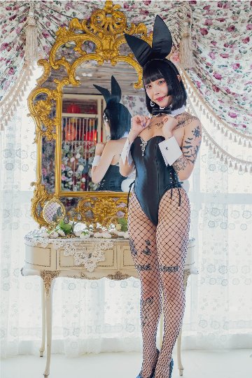 バニーガール コスプレ 衣装 9点セット 飾り付【ブラック】ドレスアップ バニー衣装・裏地付の画像