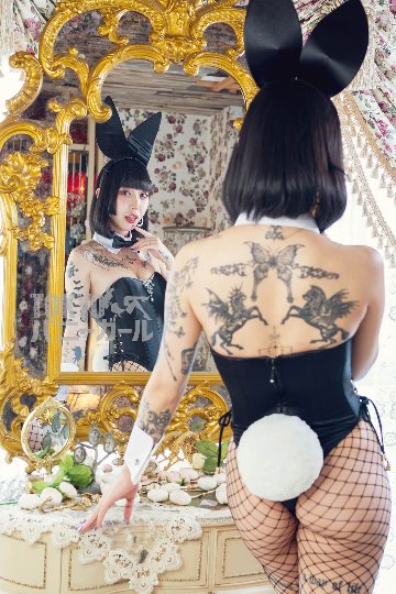 【大きいサイズ】バニーガール衣装 9点セット 飾り付【ブラック】ドレスアップ バニー衣装・裏地付の画像