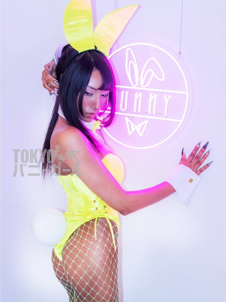 コスプレ バニーガール 衣装 9点セット 飾り付【イエロー】ドレスアップ バニー衣装の画像
