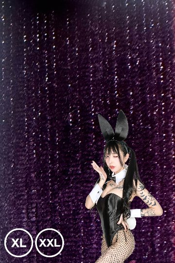 【大きいサイズ】バニーガール衣装 9点セット【金糸ベロア・パープル 11番】プレーン バニー衣装・裏地付の画像
