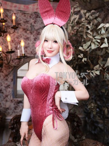 バニーガール 衣装 9点セット【ラメ糸ベロア・ピンク 19番】プレーン バニー衣装・裏地付の画像