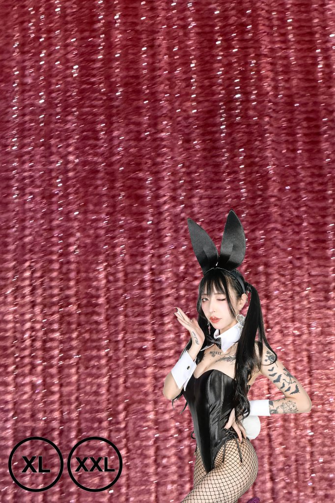 【大きいサイズ】バニーガール衣装 9点セット【金糸ベロア・ピンク 19番】プレーン バニー衣装・裏地付の画像