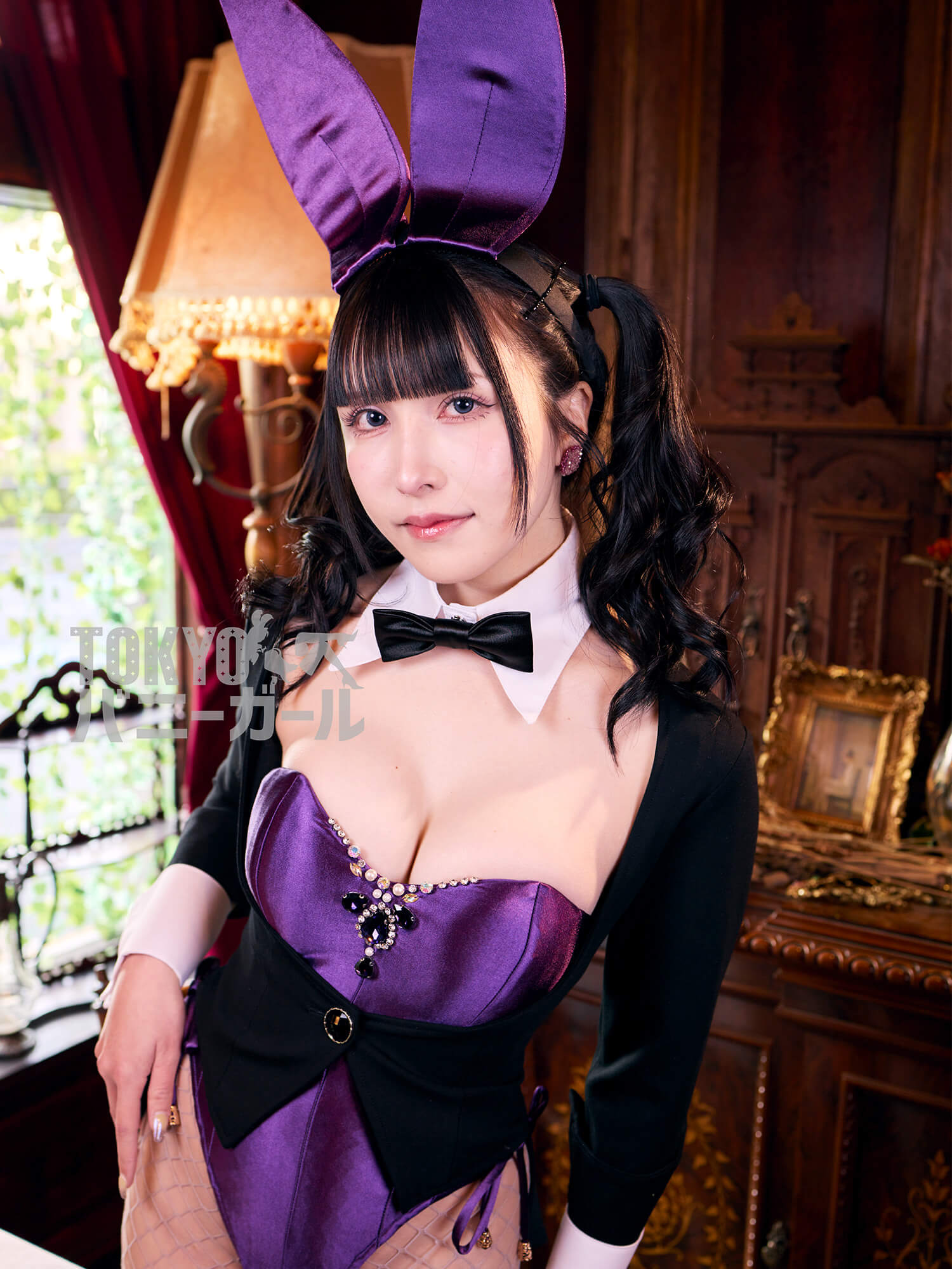 バニーガール コスプレ 衣装 9点セット 飾り付【ダーク・パープル】ドレスアップ バニー衣装・裏地付の画像